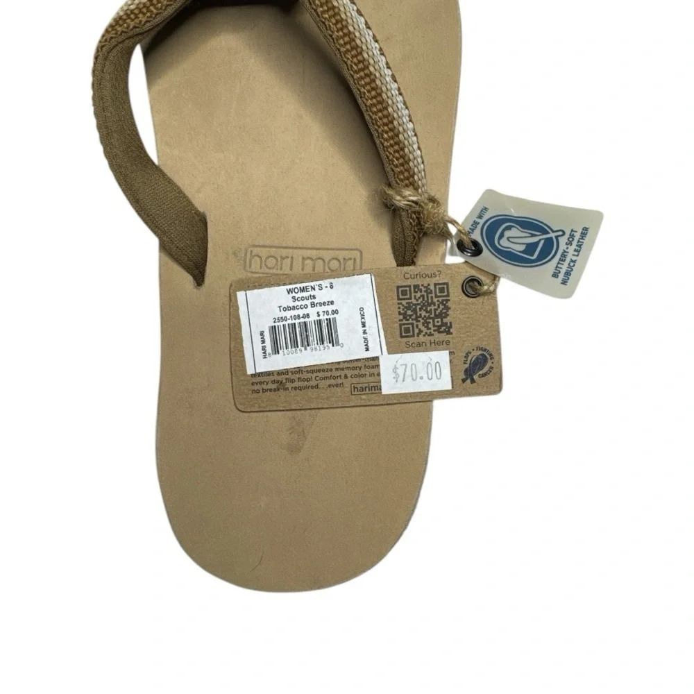Hari Mari Scouts Women’s Flip Flops Sandals Tobacco Breeze Size 8 NWT